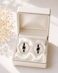 Zircon Earring-221 (Black Silver)