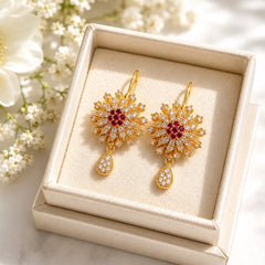 Zircon Earring-169(Maroon)
