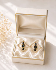 Zircon Earring-222 (Black Golden)