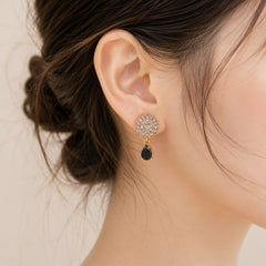 Zircon Earring-168(Black)