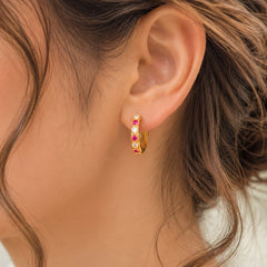Fancy Hoop Earring-207(Maroon)