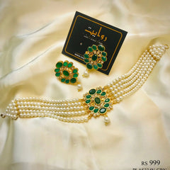 ALAYA Choker Set (Pearl/green)