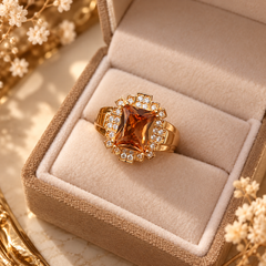 Zircon Ring-485 (Golden/Brown)