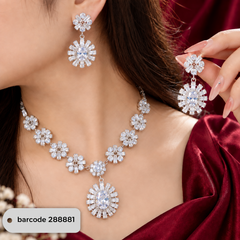 Premium Zircon Necklace-22 (Silver)