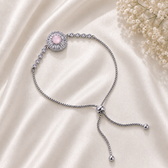 Adjustable Bracelet-288 (Silver/Pink)