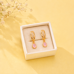 Zircon Hoop Earring-242 (Pink)