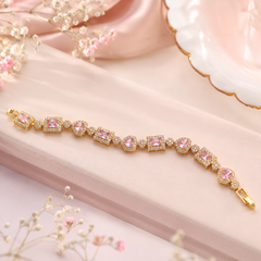 Zircon Bracelet-79 (Golden/Pink)