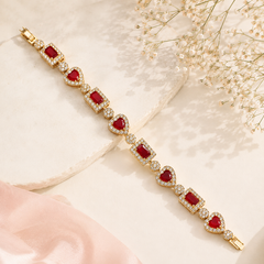 Zircon Bracelet-79 (Golden/Maroon)