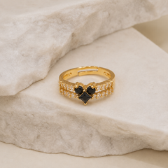 Zircon Ring-428 (Golden/Black)
