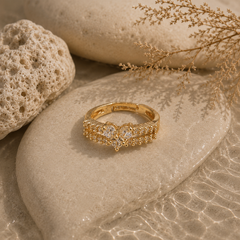 Zircon Ring-428 (Golden/White)
