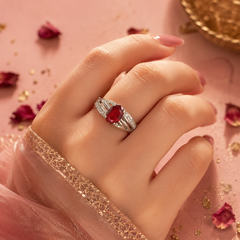Zircon Ring-460 (Silver/Maroon)
