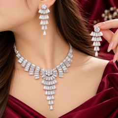 Premium Zircon Necklace-23 (Silver)