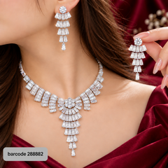 Premium Zircon Necklace-23 (Silver)