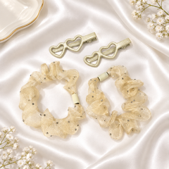 Ruffle Pony & Hair Clip Set (Ivory)