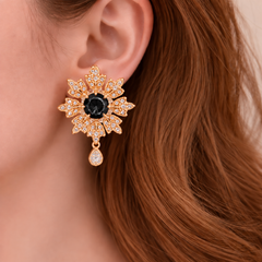 Zircon Earring-158 (Black)