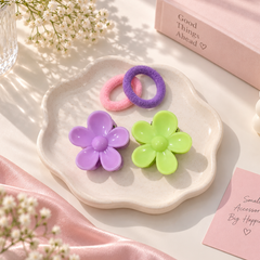 Mini Hair Clips & Hair Ties Set-01 (Assorted Colors)