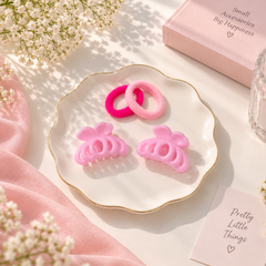 Mini Hair Clips & Hair Ties Set-02 (Assorted Colors)