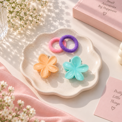Mini Hair Clips & Hair Ties Set-03 (Assorted Colors)