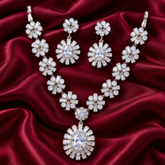 Premium Zircon Necklace-22 (Silver)