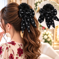 Bow Furry Ponytail-01 (Black)