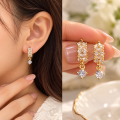 Zircon Hoop Earring-283 (Golden)