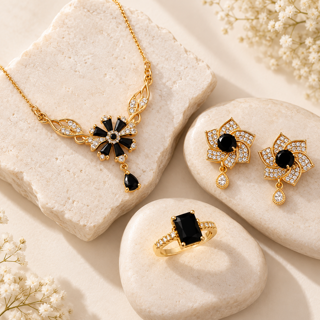 Midnight Bloom Jewellery Bundle (Anti Tarnish)