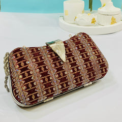 Fancy Clutch-10038 (Silver/Maroon)