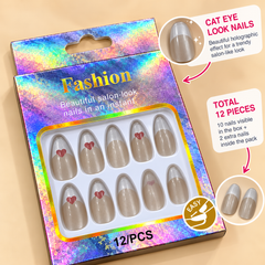 Heart Nails-02 (Milky Gray Beige)