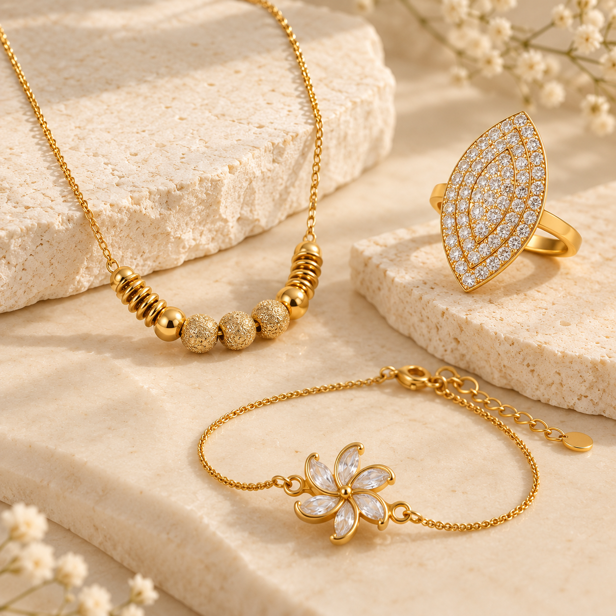 Golden Bloom Elegance Bundle (Anti Tarnish)