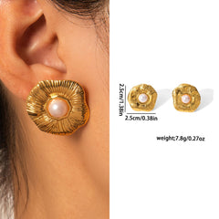 Stainless Steel Ear Studs-12 (Golden)