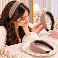 Plain Wide Hairband (Light Brown)