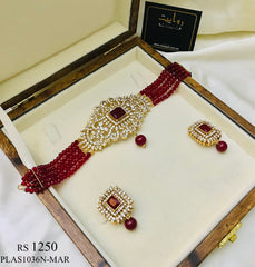 BAREEHA Choker Set (Maroon)
