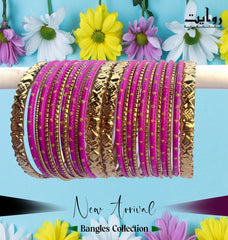 Virsa Bangles (Dark Pink) Golden