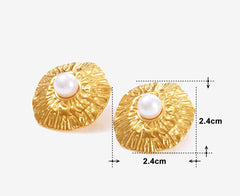 Stainless Steel Ear Studs-12 (Golden)