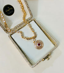 Zircon Necklace-274 (Maroon)
