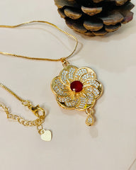 Zircon Pendant-256 (Golden/Maroon)