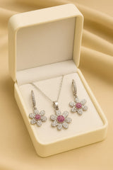 Zircon Locket Set-46 (Silver/Pink)