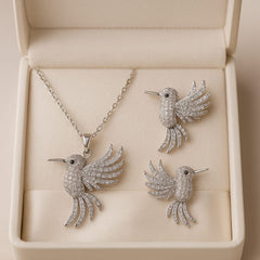 Zircon Locket Set-60 (Silver) (Bird)