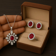 Zircon Locket Set-64 (Maroon)