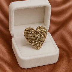 Gold Plated Stainless Steel Ring-02 (Heart)