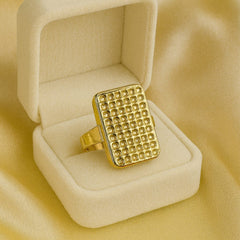 Gold Plated Stainless Steel Ring-05 (Waffled)