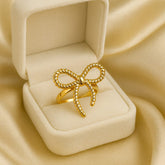 Gold Plated Stainless Steel Ring-09 (Rope Bow)