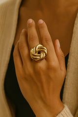 Gold Plated Stainless Steel Ring-18 (love knot)