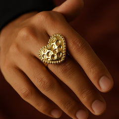Gold Plated Stainless Steel Ring-17 (Heart)