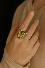 Gold Plated Stainless Steel Ring-21 (Fluid)