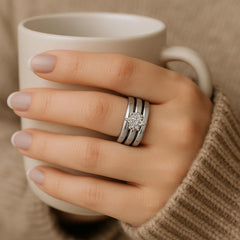 Zircon Ring-138 (Silver) (Triple Ring)