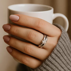 Zircon Ring-140 (Silver) (Double Ring)