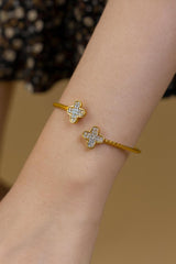 Zircon Kara Bracelet-10 (White) (Openable)