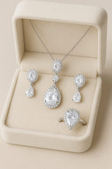 Zircon Locket Set-63 (Silver) (White)
