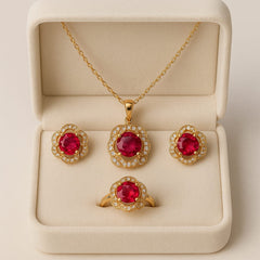 Zircon Locket Set-119 (Maroon)